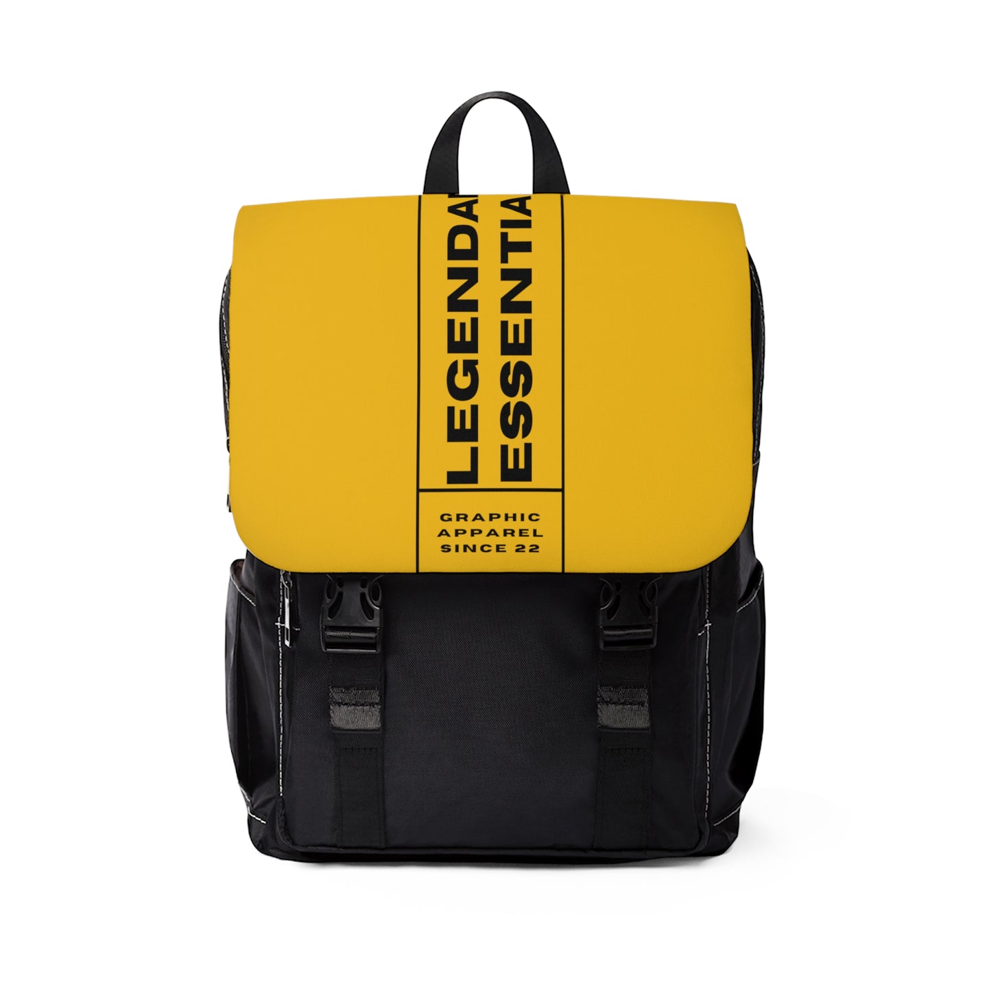 Box Logo Casual Shoulder Backpack (Yellow)